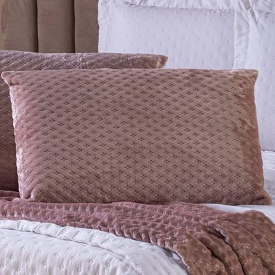 Kit De Peseira Para Cama Majestic Com Fronhas 03 Peças - Tecido Mantinha Flannel Em Toque De Seda Brilhante Cor Rosê