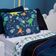 Jogo De Cama Lençol Queen Astrodino Branco/azul Marinho Com Fronhas E Virol Estampados 04 Peças - Percal 200 Fios