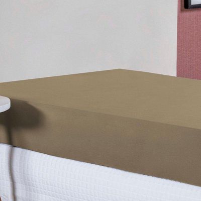 Lençol Com Elástico Solteiro Nobre 1 Peça 30cm De Altura Malha 100% Algodão - Avelã
