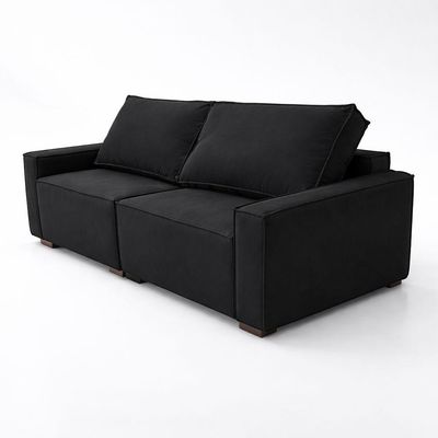 Sofá 2 Metros Contemporâneo Sala Estar Luxo Moderno Suede Preto