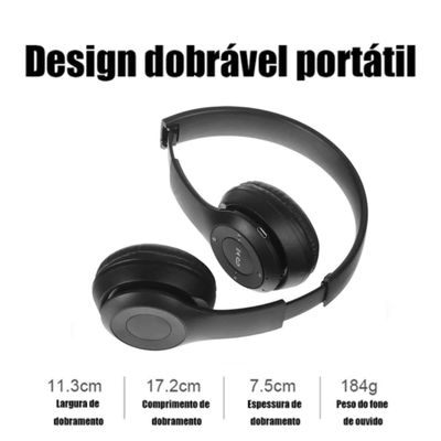 Fone de Ouvido Headphone Bluetooth B-19 Estéreo Cor Preto