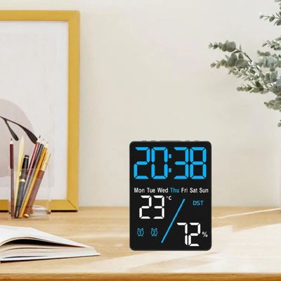 Despertador Digital Mesa 12/24 Horas, Temperatura, Umidade - Quarto, Escritório, Cozinha