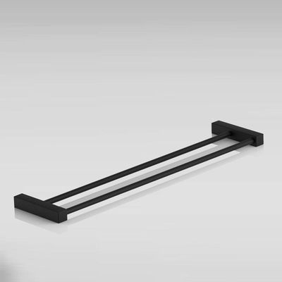 Porta Toalha Toalheiro Duplo Para Banheiro Preto Fosco Troia Grego Metal 50cm