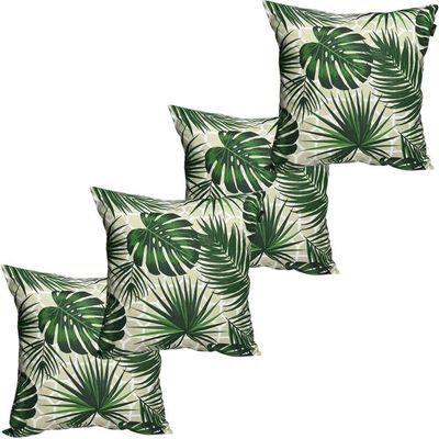 4 Almofadas Cheias P/ Sofá Decorativas, Impermeáveis Pequena Floral Verde