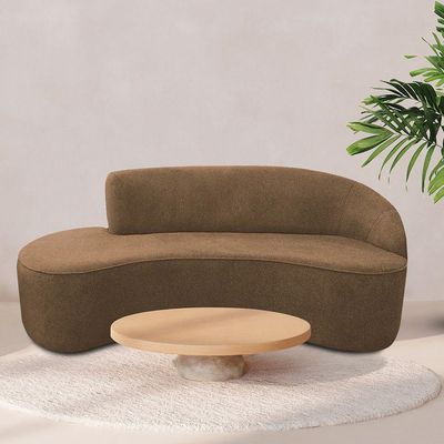 Sofá Curvo 04 Lugares 230cm Eron Braço Esquerdo Linho Camel - Nexta Casa