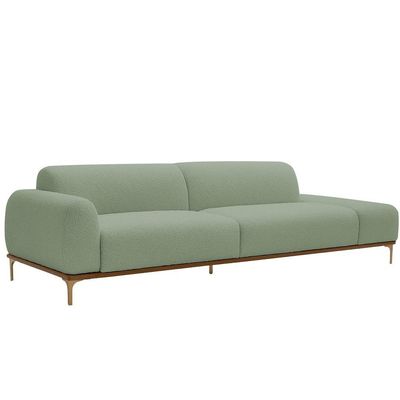 Sofá Living Unne 3 Lugares 210cm Terminal Esquerdo Bouclé Verde Claro - Nexta Casa Cor Verde