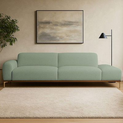 Sofá Living Unne 3 Lugares 210cm Terminal Esquerdo Bouclé Verde Claro - Nexta Casa Cor Verde