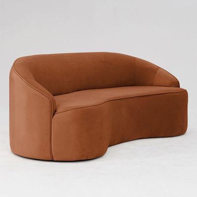 Sofá Curvo Montserrat 180cm 03 Lugares Veludo Terracota - Nexta Casa