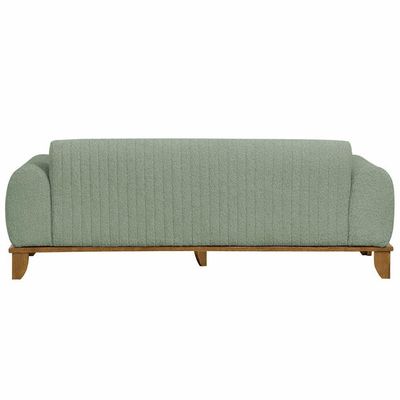 Sofá Molino 3 Lugares 180cm Pés Madeira Castanho Bouclé Verde Claro - Nexta Casa