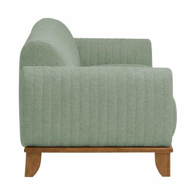 Sofá Molino 3 Lugares 180cm Pés Madeira Castanho Bouclé Verde Claro - Nexta Casa
