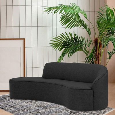 Sofá Curvo 04 Lugares 230cm Eron Braço Esquerdo Linho Preto Acinzentado - Nexta Casa