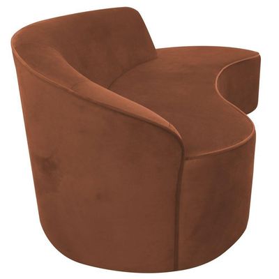 Sofá Curvo 04 Lugares 230cm Eron Braço Direito Veludo Camel - Nexta Casa