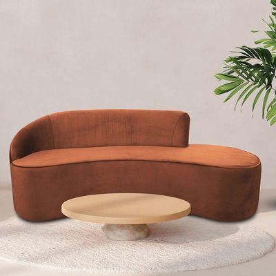 Sofá Curvo 04 Lugares 230cm Eron Braço Direito Veludo Camel - Nexta Casa