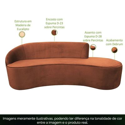 Sofá Curvo 04 Lugares 230cm Eron Braço Direito Veludo Camel - Nexta Casa