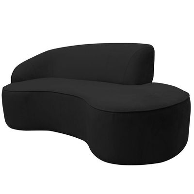 Sofá Curvo 02 Lugares 150cm Eron Braço Direito Veludo Preto - Nexta Casa