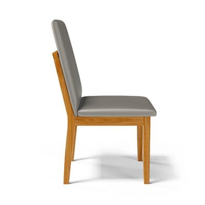 Kit Com 2 Cadeiras Daniela Madeira Maciça Estofada Para Mesa De Jantar Veludo Chumbo 109
