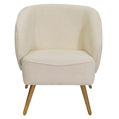 Poltrona Para Sala De Estar Agnes Pés Palito Castanho Bouclé Off White - Nexta Casa
