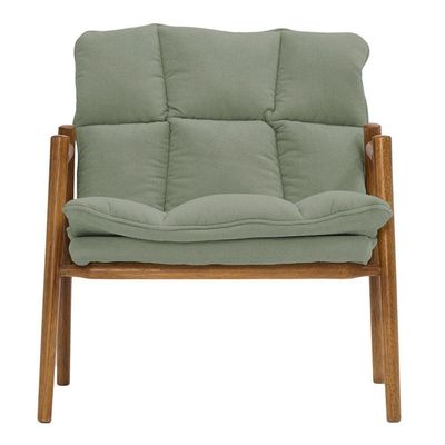 Poltrona Hermes Base Madeira Castanho Bouclé Verde Claro - Nexta Casa