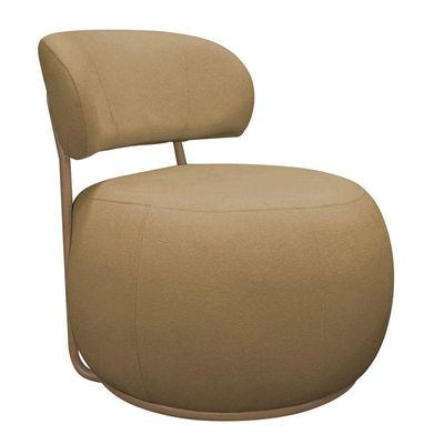 Poltrona Decorativa Greta Base Giratória Ouro Fosco Bouclé Camel - Nexta Casa