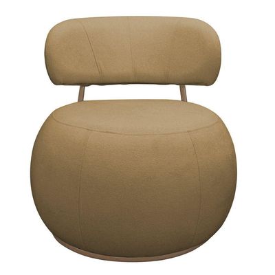 Poltrona Decorativa Greta Base Giratória Ouro Fosco Bouclé Camel - Nexta Casa