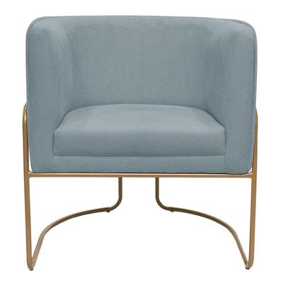 Poltrona Decorativa Betina Base Aço Ouro Fosco Bouclé Azul Claro - Nexta Casa