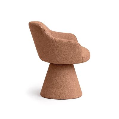 Cadeira De Mesa De Jantar Jade Base Cone Giratória Bouclé Terracota - Nexta Casa
