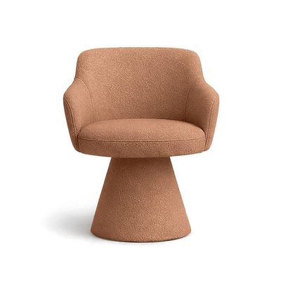 Cadeira De Mesa De Jantar Jade Base Cone Giratória Bouclé Terracota - Nexta Casa