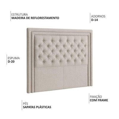 Cabeceira Casal King 195 Cm Elegance Linho Cru - Nexta Casa