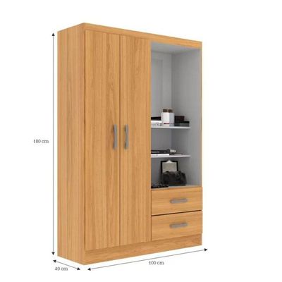Guarda Roupa Capelinha Solteiro 2 Portas 2 Gavetas Premium - Cinnamomo Cinnamomo