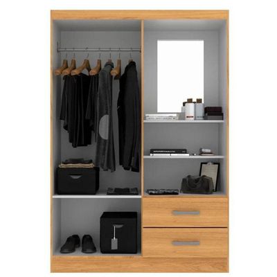 Guarda Roupa Capelinha Solteiro 2 Portas 2 Gavetas Premium - Cinnamomo Cinnamomo