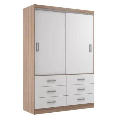 Guarda Roupa Casal Veneza Premium 2 Portas De Correr 6 Gavetas - Demolição - Branco Demolição - Branco