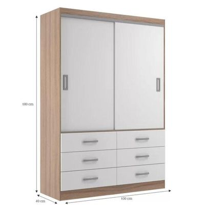 Guarda Roupa Casal Veneza Premium 2 Portas De Correr 6 Gavetas - Demolição - Branco Demolição - Branco