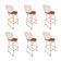 Kit 6 Banquetas Bistrô Bertoia Cobre D60 Com Assento Cobre