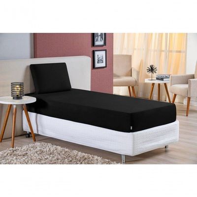 Jogo De Cama Solteiro Nobre 2 Peças Lençol Com Elástico De 30cm De Altura Malha 100% Algodão - Preto