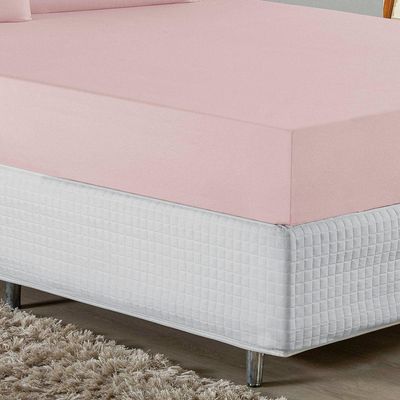 Jogo De Cama King Nobre 3 Peças Lençol Com Elástico De 30cm De Altura Malha 100% Algodão - Rosa
