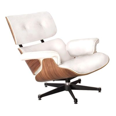 Poltrona Anatômica Charles Eames Couro Legítimo Branco