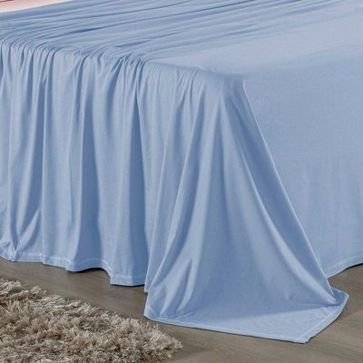 Jogo De Cama Queen Nobre 4 Peças Lençol Com Elástico De 30cm De Altura Malha 100% Algodão - Azul-bebê / Rosa