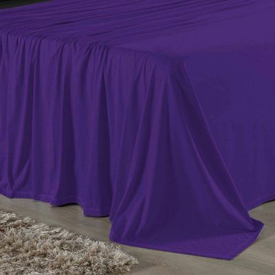 Jogo De Cama Casal Nobre 4 Peças Lençol Com Elástico De 30cm De Altura Malha 100% Algodão - Roxo / Preto
