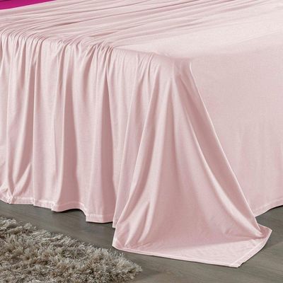 Jogo De Cama Casal Nobre 4 Peças Lençol Com Elástico De 30cm De Altura Malha 100% Algodão - Rosa / Pink