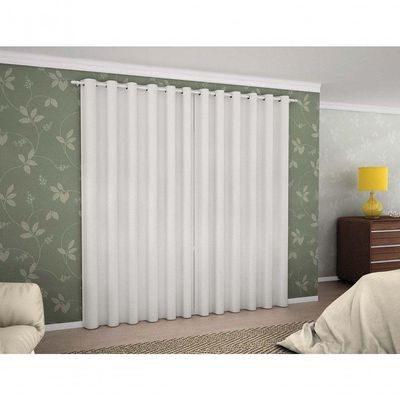 Cortina Blackout Para Varão Simples 3,00m X 2,60m 100% Poliéster - Branco