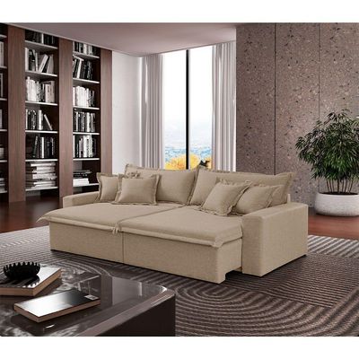 Sofá Montreal Linho 02 Módulos De 100m B25cm Meu Sofá Online A226 Linho Bege