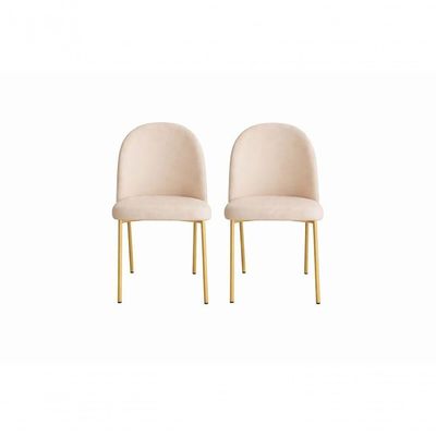 Kit 02 Cadeiras Jantar Cecilia Pé Metal Dourado Linho Base Dourada-linho Bege