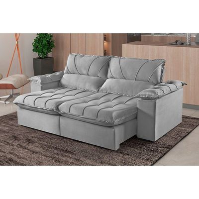 Sofá 5 Lugares Retrátil E Reclinável Martins M-178 Veludo Cinza