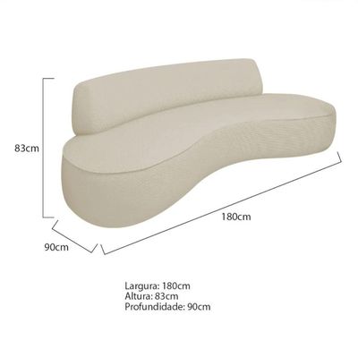 Sofá Curvo 3 Lugares Orgânico Amsterdã 180cm Linho Bege- Mabe Magazine
