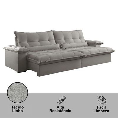 Sofá Vega 02 Módulos De 90cm Br 25cm Meu Sofá Online A230 Linho Cinza