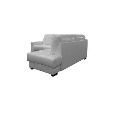 Sofá De Couro Canto Marrocos 2 Lugares Com Chaise Direita Branco Pigmentado - Mempra Design