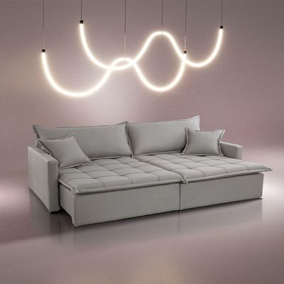 Sofá Cama Flora 02 Módulos De 80cm Br 15cm Meu Sofá Online A230 Linho Cinza