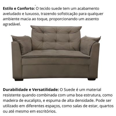 Sofá 2 Lugares Para Sala Moderno Confortável Alicia Suede Bege Escuro