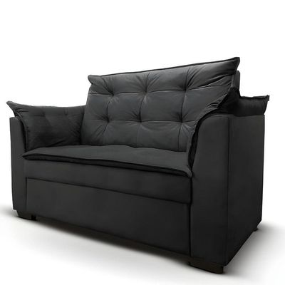 Sofá 2 Lugares Para Sala Moderno Confortável ágata Suede Preto