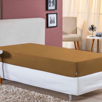 Lençol Com Elástico Solteiro Nobre 1 Peça 30cm De Altura Malha 100% Algodão - Cobre
